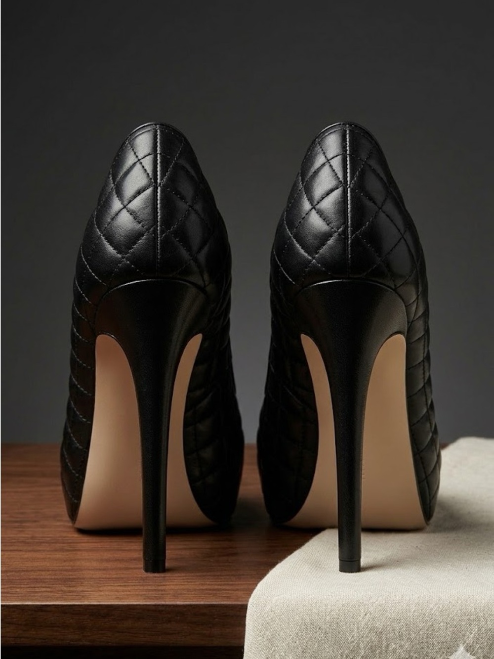 BCBGeneration Black Quilted Platform Stiletto Pumps - Size 8M (EU 38)